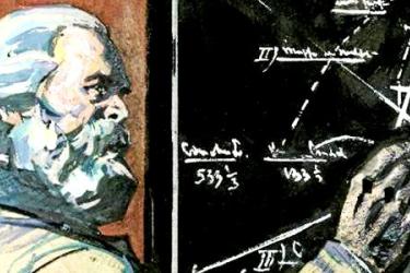 Marx working on blackboard