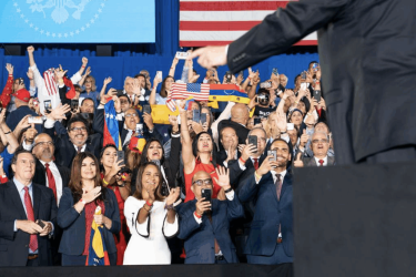Donald Trump delivers remarks to the Venezuelan American community at the Florida International University Ocean Bank Convocation Center on February 18, 2019, in Miami, Florida.