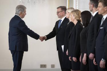 Finland s President Sauli Niinisto meets with the new government led by Prime Minister Petteri Orpo, Helsinki, June 20, 2023